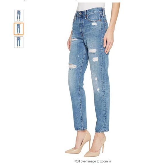 Levi's 501 Wedgie Straight Button Fly HighRise Blue Jean- PARTNER IN CRIME 28w - Picture 2 of 13